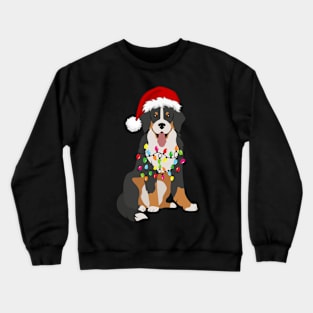 Bernese Holiday Christmas Light - Funny Bernese Mountain Dog Lights Christmas in Santa Hat Holiday Santa Crewneck Sweatshirt